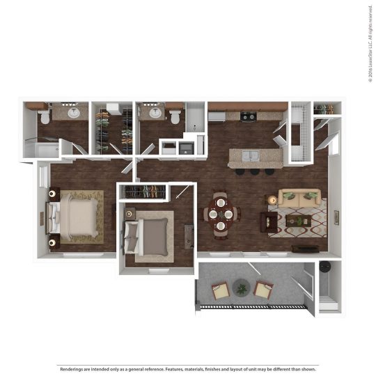 the floor plan for a two bedroom apartment at The Creekside at Kenneys Fort