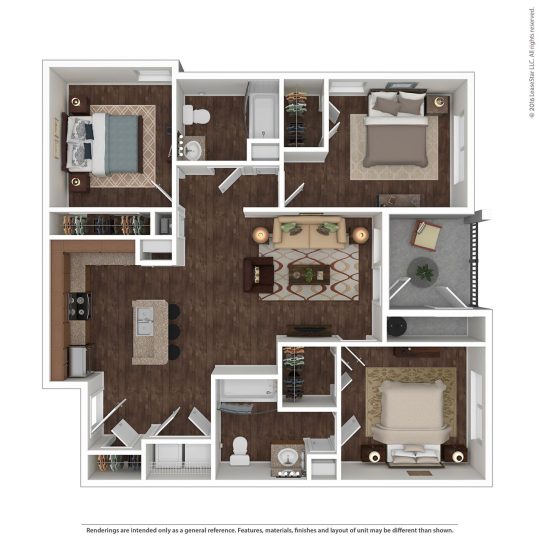 the floor plan for a two bedroom apartment at The Creekside at Kenneys Fort
