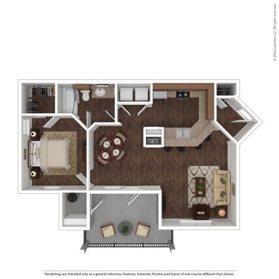 the floor plan of a two bedroom apartment at The Creekside at Kenneys Fort